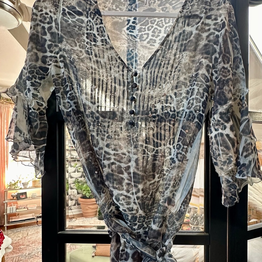 Alberto Makali Sheer Leopard Print Top